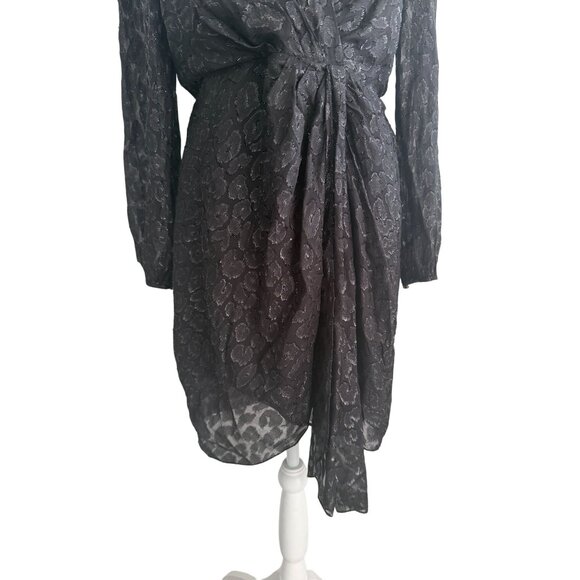 LE LIS BLANC Black Long Sleeve Ruched Cocktail Dress Size 42 / US 8 - Picture 2 of 8